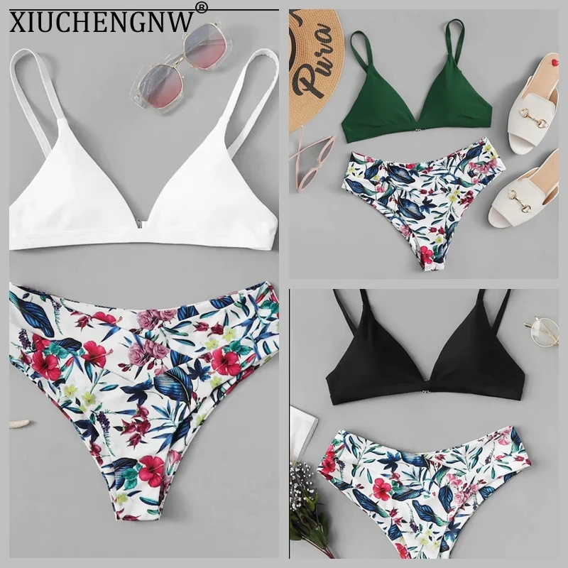 

Flower Mini Bikini Suits Swimming Suit for Women Swim Wear Sexy Beachwear Sexy Plant Bikini Trajes De Banos Mujer 2019 Woman