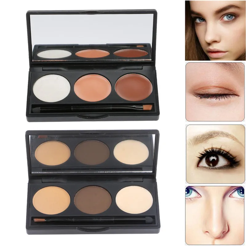 Новые 3 цвета консилер для глаз Палитра крем макияж комплект с косметическая пудра кисточки зеркало