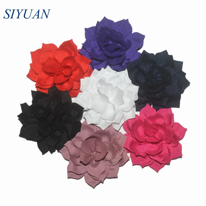 

10pcs/lot 3.2'' Large Artificial Chiffon Fabric Lotus Flowers Girl Lovely Headwear Accessories Wedding Decor FH52