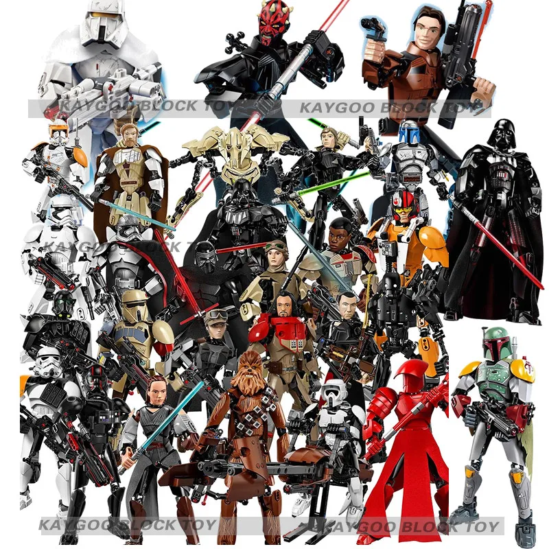 

28 styles Star Space Wars Han Solo Last Jedi General Grievous Darth Maul Vader Jango Phasma Figures building blocks Set Toys