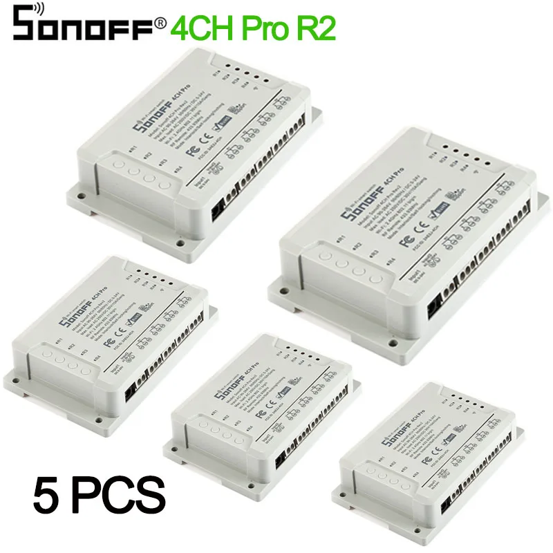  1-5PCS Sonoff 4CH pro R2 10A 4 Channel Wifi Smart Switch 433 MHZ RF Remote Wifi Lights Switch Suppo - 32940066370