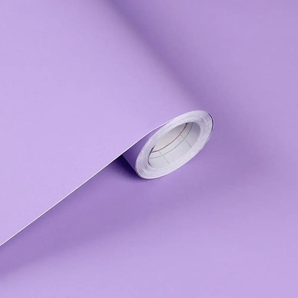 Матовые простые толстые самоклеящиеся обои ПВХ гостиная спальня Сплошной Цвет Ретро-наклейки 0,61*3 м - Цвет: Purple