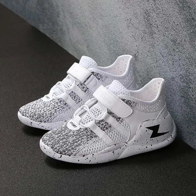 

Boys' Girls' Fashion Flats Air Mesh Patchwork Single Shoes Hook Loop Cross-tied Design Non-slip Breathable Soft Bottom Shoes