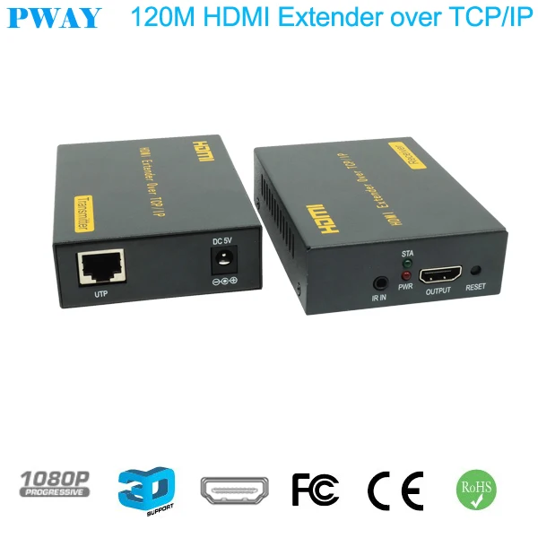 PWAY 120M HDMI удлинитель по кабелю TCP/IP Cat5e/6 с возможностью от 1 до многих и