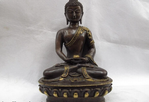 

USPS to USA S0681 Tibet Buddhism Temple Copper Bronze Gild Tathagata Rulai Sakyamuni Buddha Statue