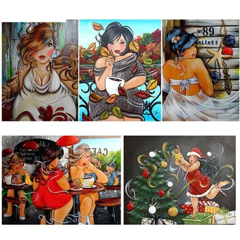 

Zhui Star 5d diy Full Square drill Diamond Painting Cross Stitch Rhinestones Fat woman 3D Diamond home Mosaic Decor zx