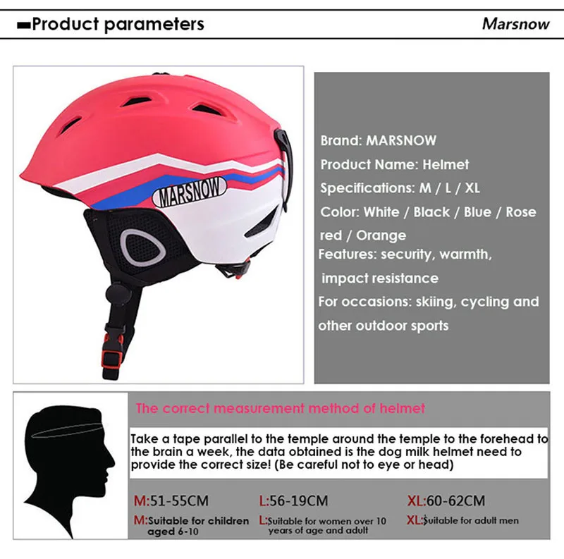 Бренд Marsnow ABS лыжные шлемы для детей, мужчин и женщин, защитные спортивные шлемы для катания на коньках, скейтборде, лыжах, цельно формованные шлемы для сноуборда