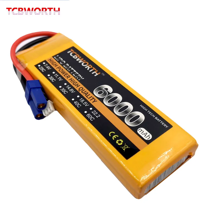 60c do Drone s do Quadrotor dos Aviões do Helicóptero do Avião de rc 60c de Tcbworth Bateria Lipo 7.4 v 6000 Mah 2 s rc