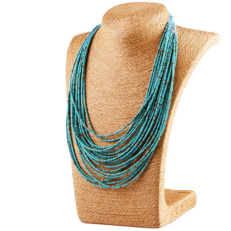6 Color Bohemia Style 20 Layers Bib Statement Collar Glass Beaded Choker Necklace Fashion Jewelry For Women Wholesale
