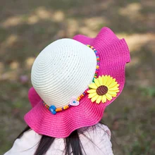 1 шт корейский Falbala цветок Детские летние шапочки модные шляпы на весну-лето для Девочек Пляжные соломенные шляпы 7 цветов 6154