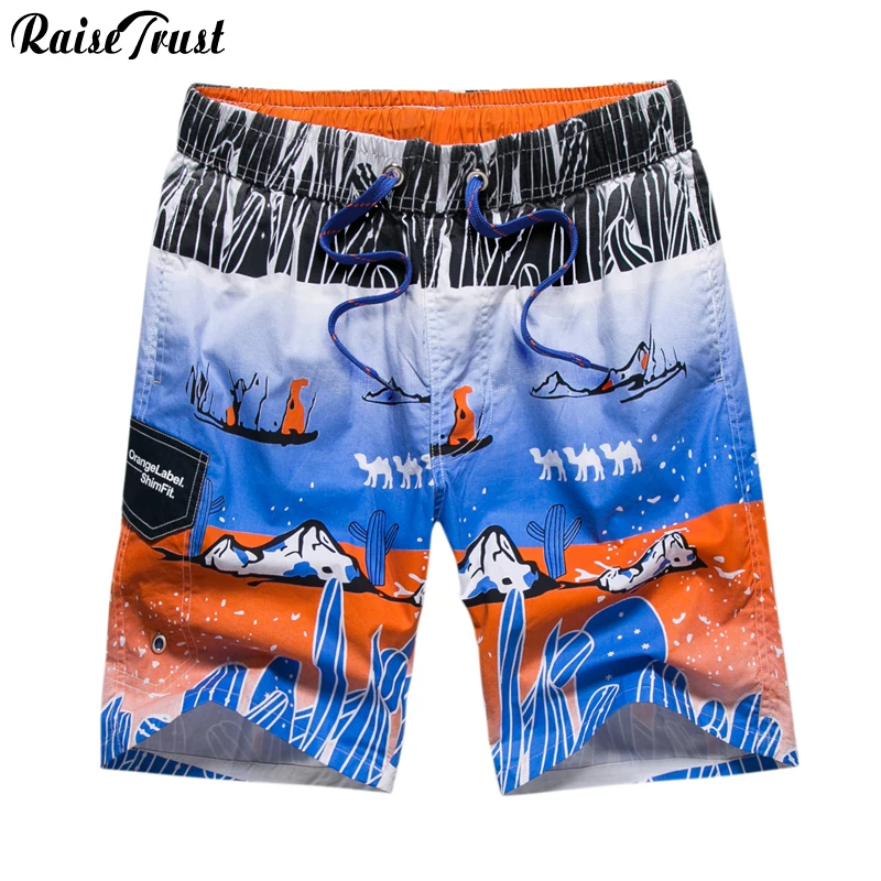 Raise Trust Character print Men's Shorts Summer Cool Board Shorts