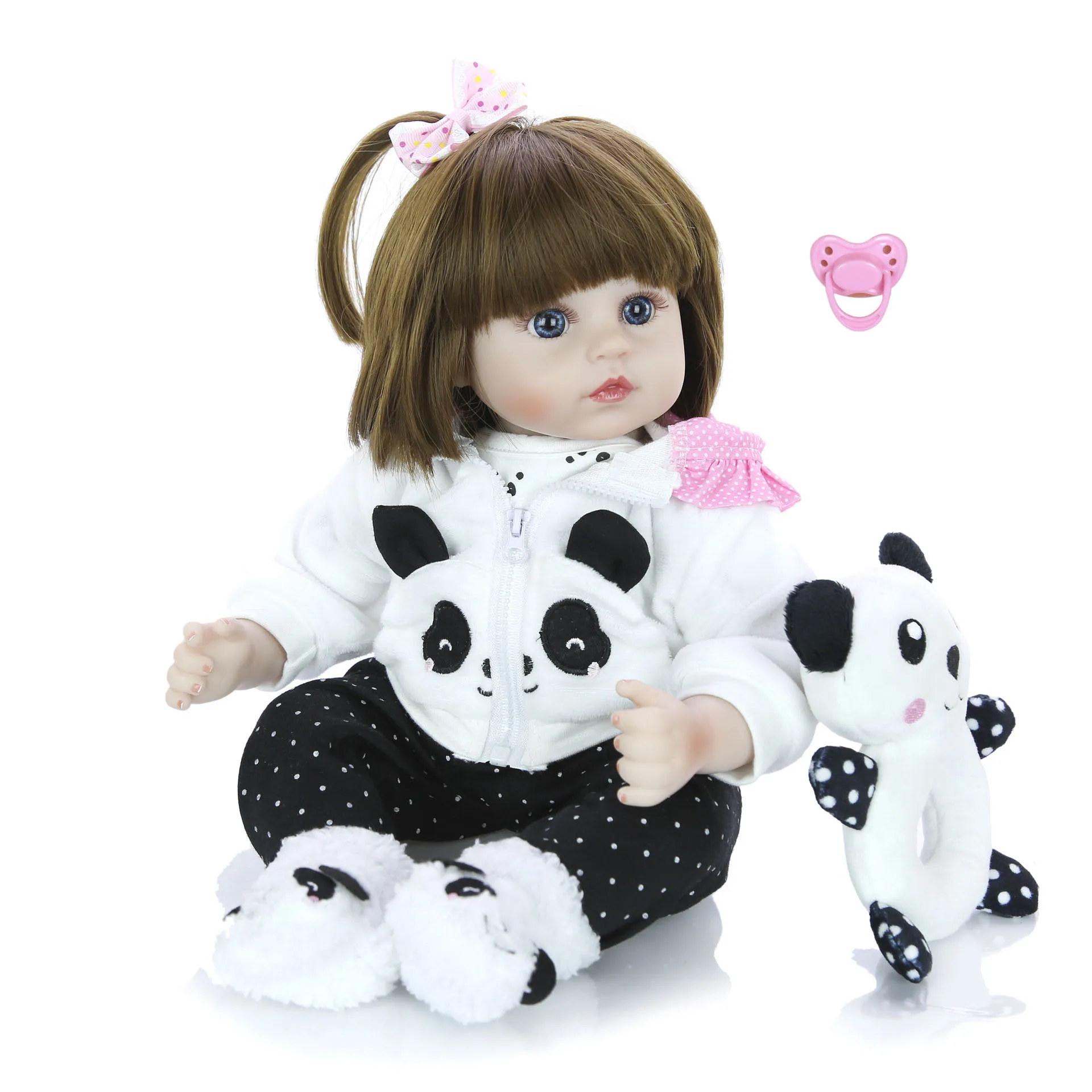 bebe baby reborn dolls Long black hair girl silicone Hands and feet 47 cm realistic babies toy hot sale gift for children Kids