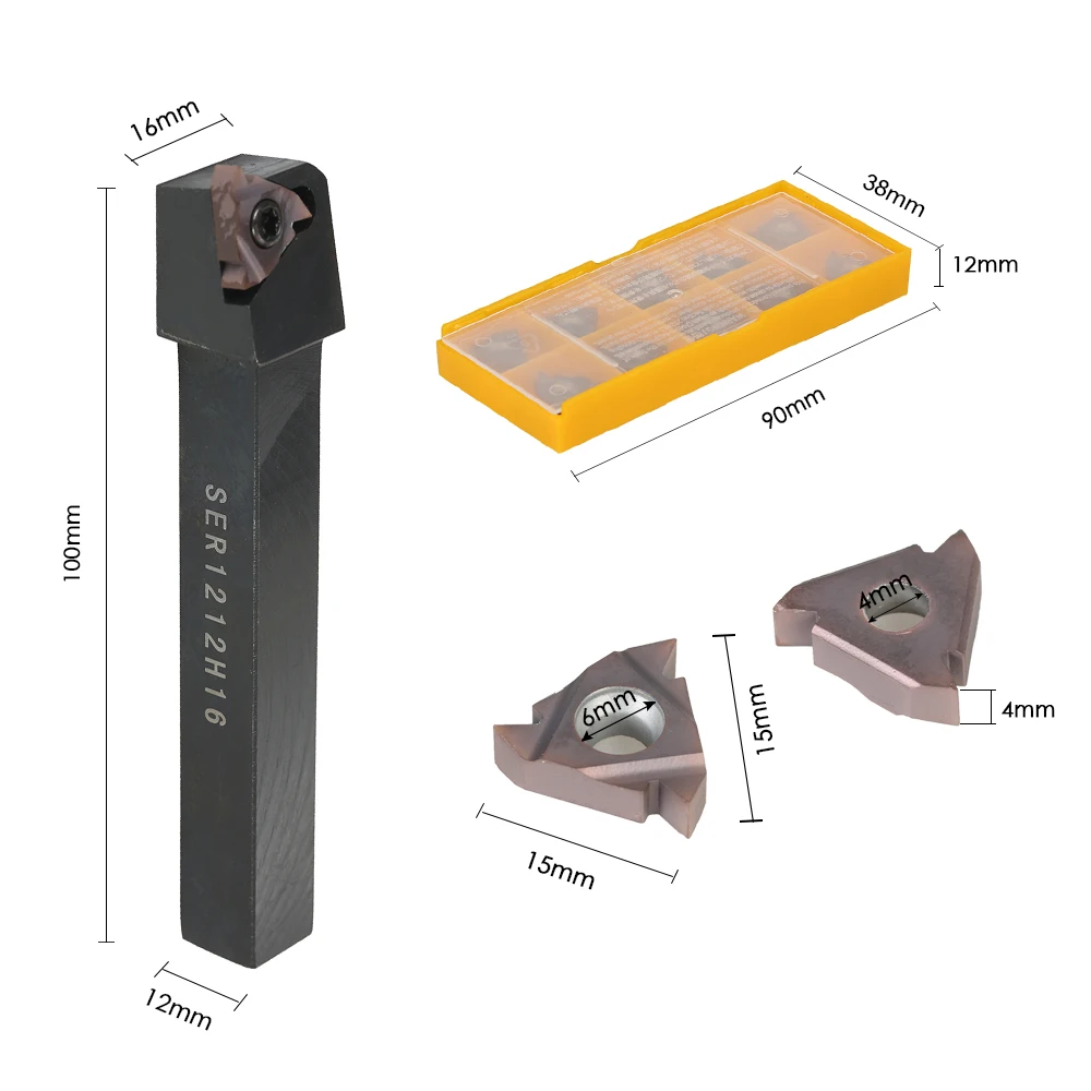10 шт./кор. станка с ЧПУ VP15TF 16ER AG60 карбидные вставки+ SER1212H16 вставка держатель+ T15 ключ, дюймовый стандарт токарный станок для резьбы токарный инструмент набора