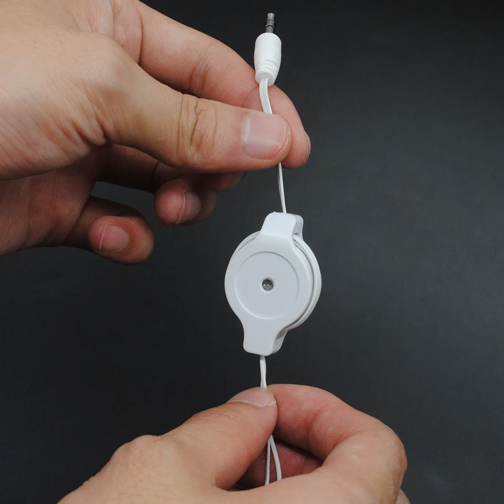 Растягивающийся кабель наушники-вкладыши портативные наушники прямая вставка выдвижной провод черный/белый
