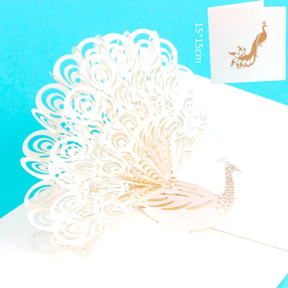 3D Cards Birthday Thank You Cards Gift Greeting Postcards Vintage Paper Kirigami Pop Up Laser Cut P