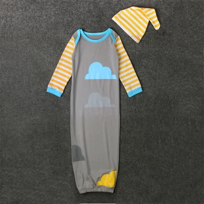 Комбинезон для новорожденных мальчиков и девочек, одежда с рисунком+ шапка, комплект из 2 предметов, спальный мешок, одежда - Цвет: CC00434