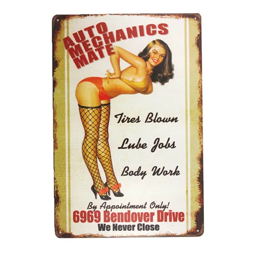 Dl-полный сервис Hot Rod Route 66 металлическая вывеска pin up девушки с улыбкой старинный гаражный настенный художественный плакат - Цвет: Бургундия