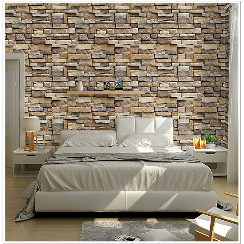 Wall Sticker Wall Paper PVC Self adhesive Waterproof Gray Wall Brick
