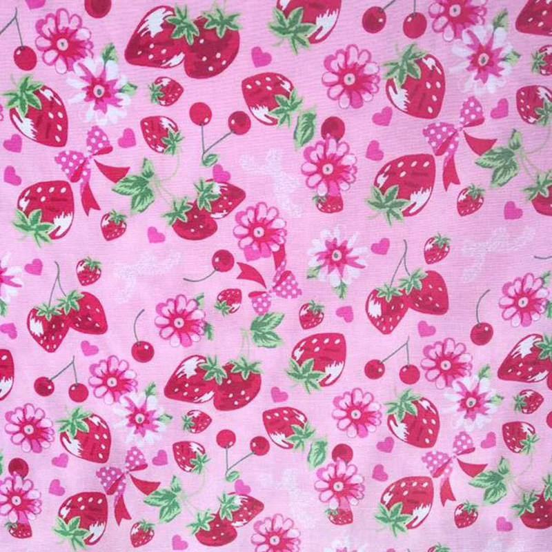 

Wide 140cm Pink Bottom Strawberry Heart Printed Cotton Fabric Quilting Cloth Patchwork Sewing Material Diy Girl Dress& Shirt