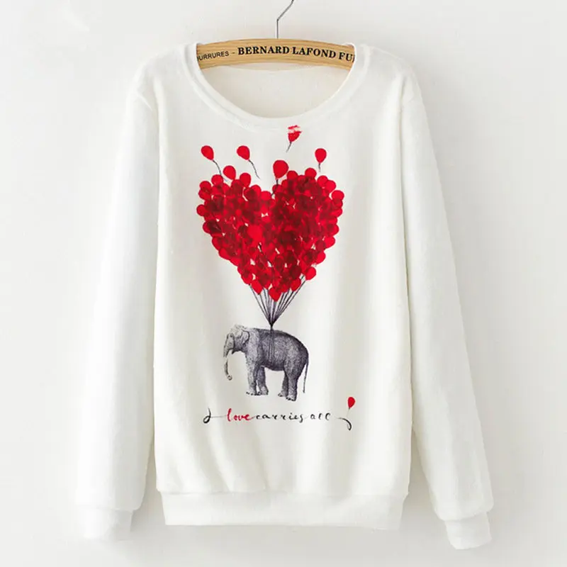 

Flymokoii New 2019 Fashion Spring Women Long Sleeve Flannel Tracksuit Hoodie Cute Animal Printed Casual Pullover Sweatshirt