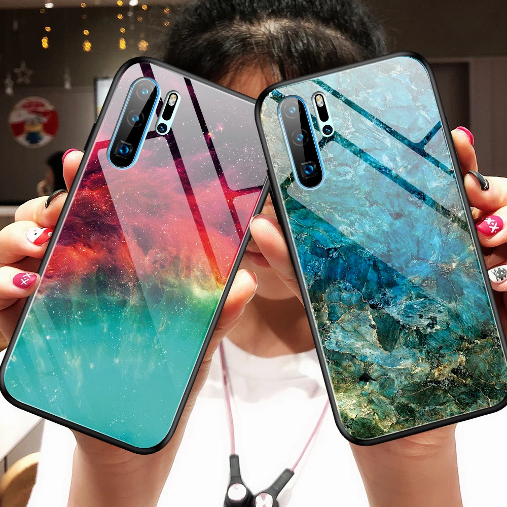 

Colorful Gradient Tempered Glass Phone Case For Huawei P20 Pro Lite Nova 3E 4E P30 Mate 20 X Pro Lite Cover Protective Fundas