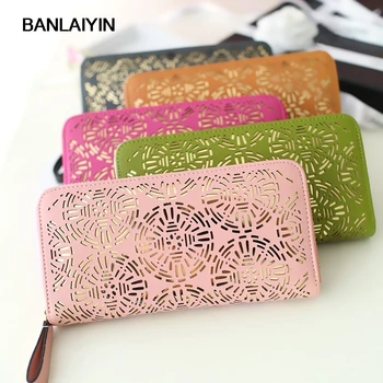 

Fashion New Hollow Out Pretty Wallets For Women PU Leather Zipper Purse