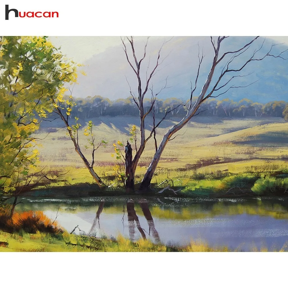 

HUACAN Diamond Mosaic Landscape Full Drill Diamond Paintings River Diamond Embroidery Cross Stitch Picture Of Rhinestones