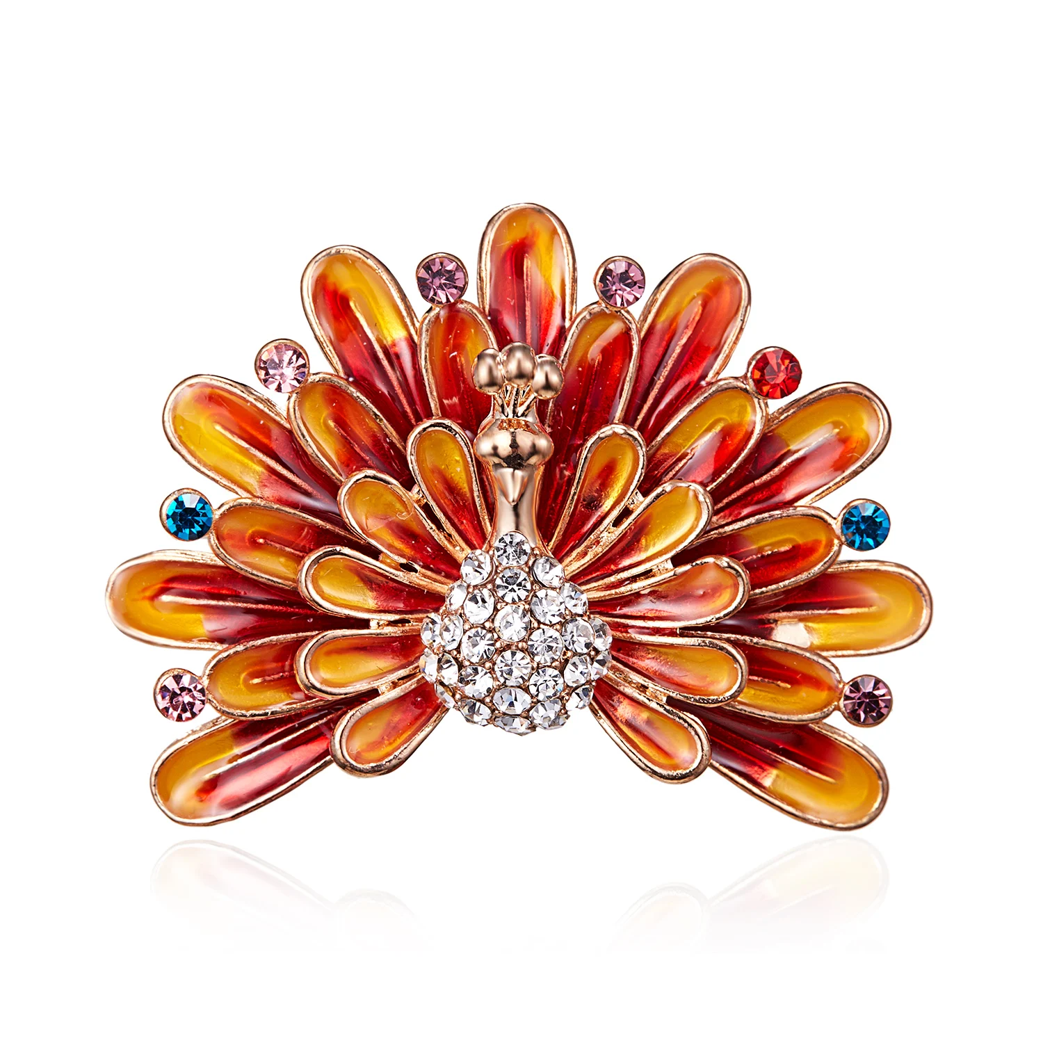 

Nice Enamel Peacock spread its tail Brooches for Women High Quality Multicolor Animal Brooch Pins Wedding Gift Accessories