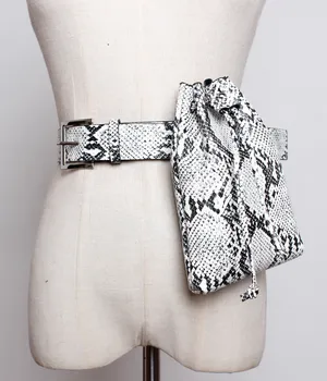 

Women Bag Waist Pack Serpentine Fanny Pack Leather Fashion Snake Skin Belt fanny packs bolso de cintura mujer 2019 sac banane