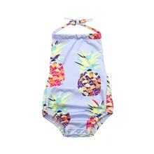 Лето Купальники-бикини для маленьких девочек Одна деталь с принтом ананаса бикини Детский купальник купальники для девочек, купальный костюм для малышей JU28
