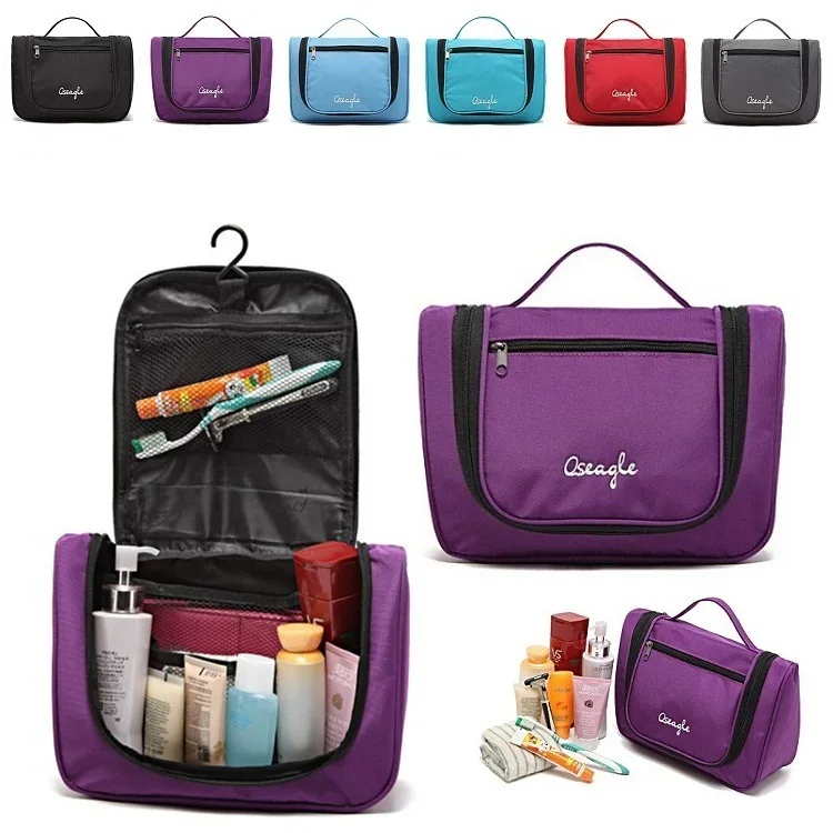 Mens Waterproof Hanging Hook Travel Toiletry Shower Bag Kit Black Blue