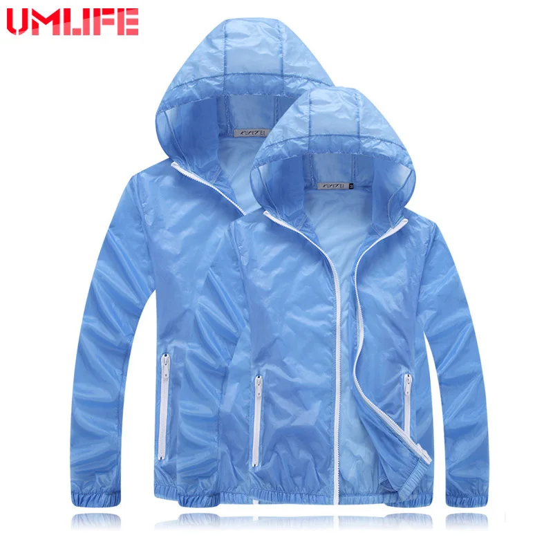 Billig UMLIFE Männer Frauen Windjacke Sonnenschutzkleidung Paar Sport Mantel Kapuzenjacke Quick Dry Windjacke Winddicht Mantel Plus Größe 3XL