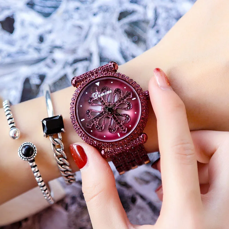 Kopen Dimini Vrouwen Horloges Luxe Merk Dame Kristal Horloges Dames Mode Quartz Gouden Horloges Vrouw Vrouwelijke Relogio Feminino