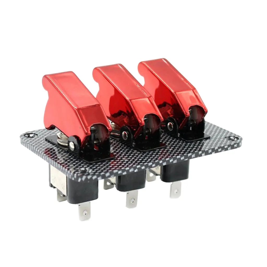 12V Toggle Switch Racing Ignition Engine Relays Carbon Fiber Surface Panel With Toggle Switch & Cover