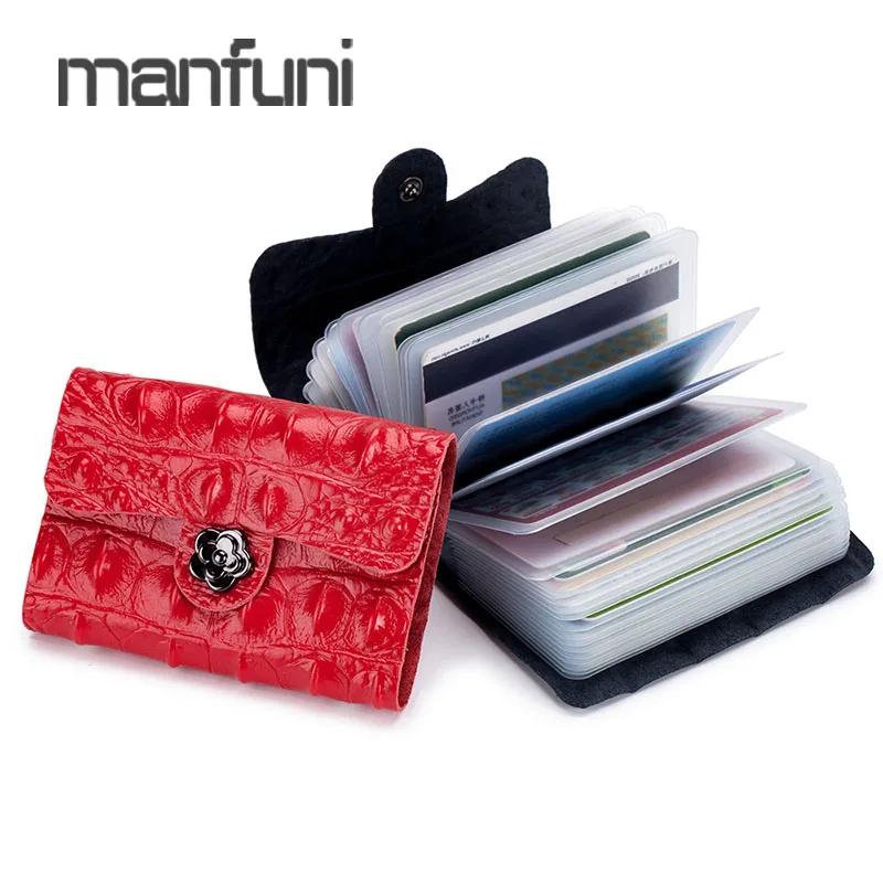 Women Men Leather Pocket 26Card ID Credit Card Holder Case Purse Business Wallet