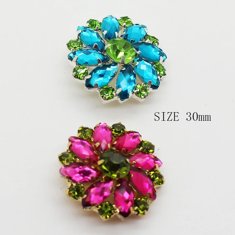 

ZMASEY Sale Price 30mm Buttons For Clothing 5Pcs/Lot Sewing Rhinestone Button Handwork Decoration Two Color
