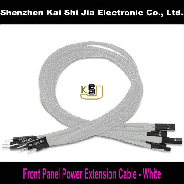 

12" White Single Sleeved HDD LED, Power SW, RESET SW Power LED Front Panel Power Extension Cable
