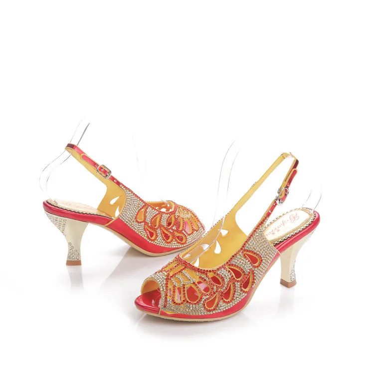 G-sparrow 2018 New Summer Diamond Roman Peep Toe Crystal Stiletto High Heel Shoes Women Rhinestone Wedges Sandals66