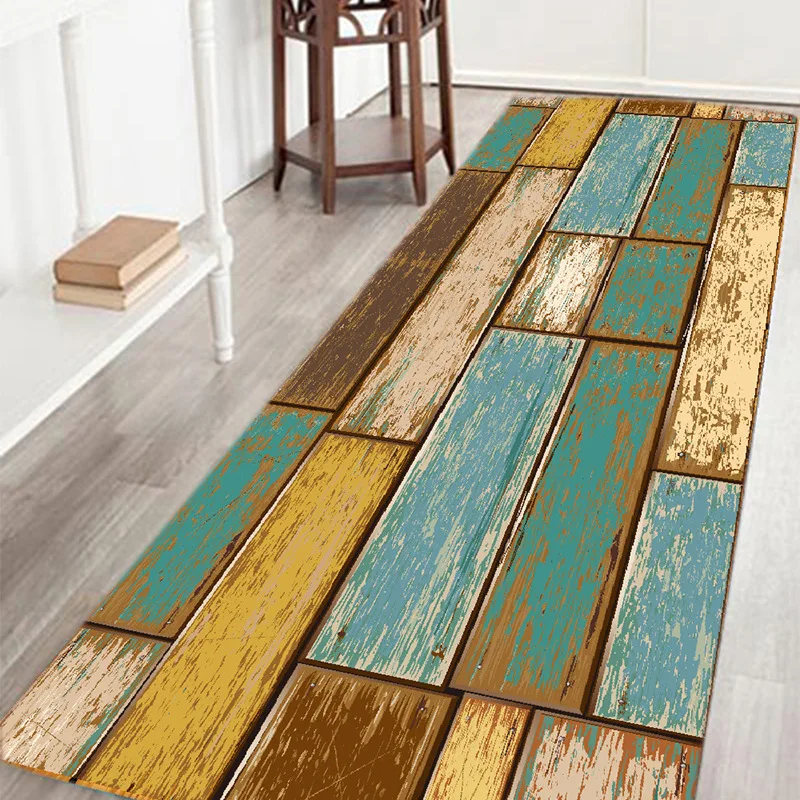 

3D Green Wood Grain Printed Door Mats Area Rug for Living Room Hallway Mats Non-slip Bedroom Kitchen Runner Rugs Bathroom Mats