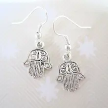 40 пар* хороший защитный Амулет Хамса* SP тибетские серебряные висячие серьги Kabbalah Wicca 32 мм LK677