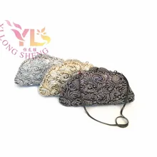 Vintage Rhinestone Clutch Evening Bags Women Rhinestone Flower Event/Party/Evening Clutches Bag Gold Black Silver YLS-F63