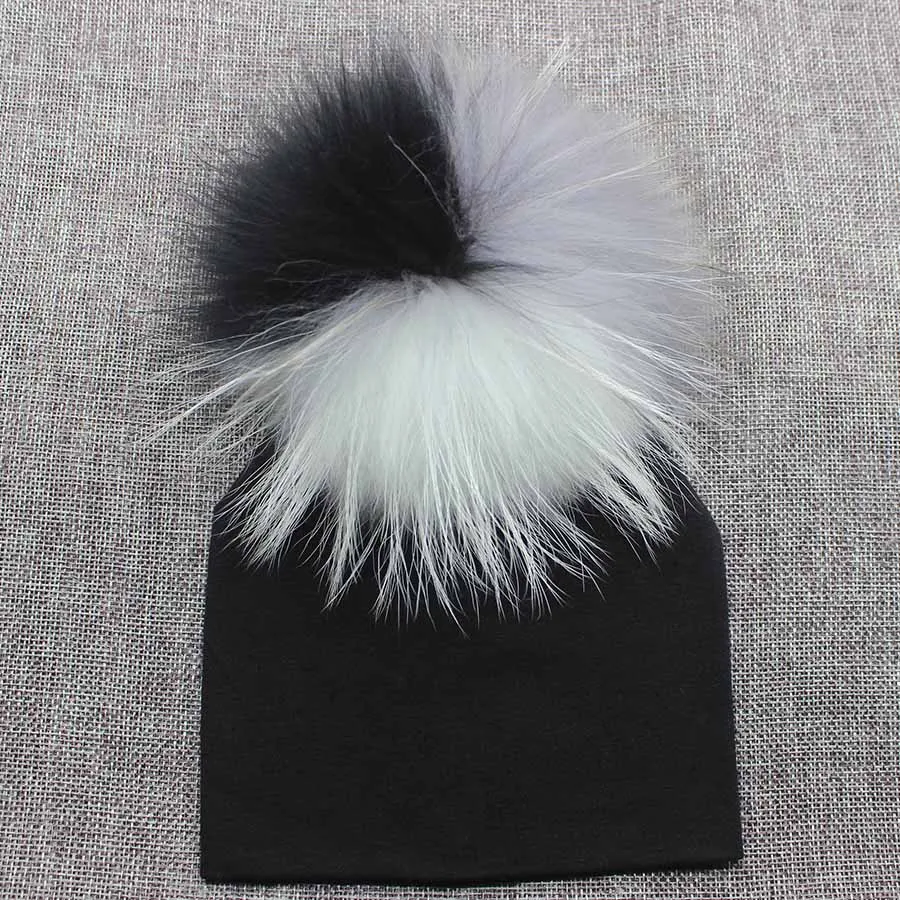 Baby Cotton Hat Girl Boy 0-2Years Newborn Hat Kids Pom Pom Black White Grey Pink Beanie Knit Spring Autumn Winter Cap