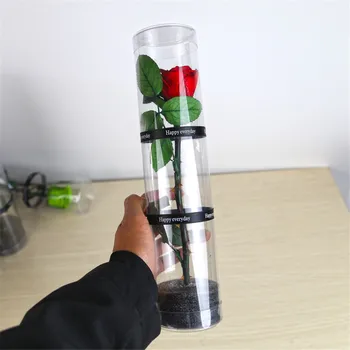 

4pcs/set Rose with Stem Branch Bunch Valentine Gift High-end Home WeddingDecoration Preserved Bouquet Flowers 4-5cm Long 25cm