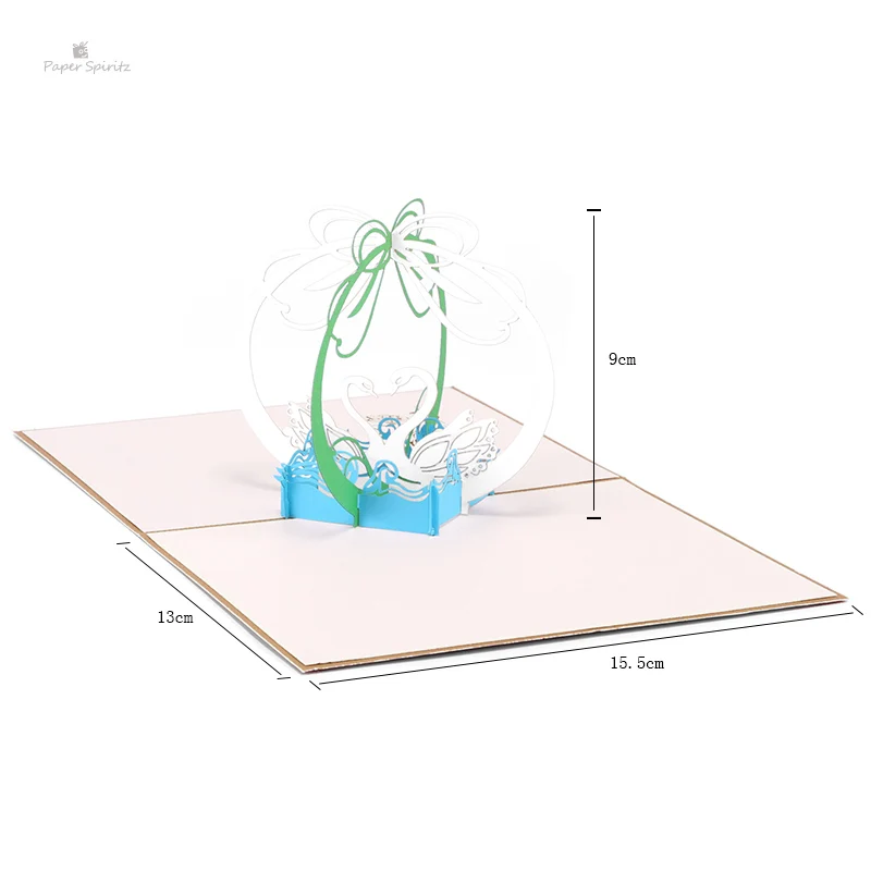  PAPER SPIRITZ Swan 3D laser Paper Pop Up Card With Blank Envelope Invitations Greeting Cards Gift T - 32896971795