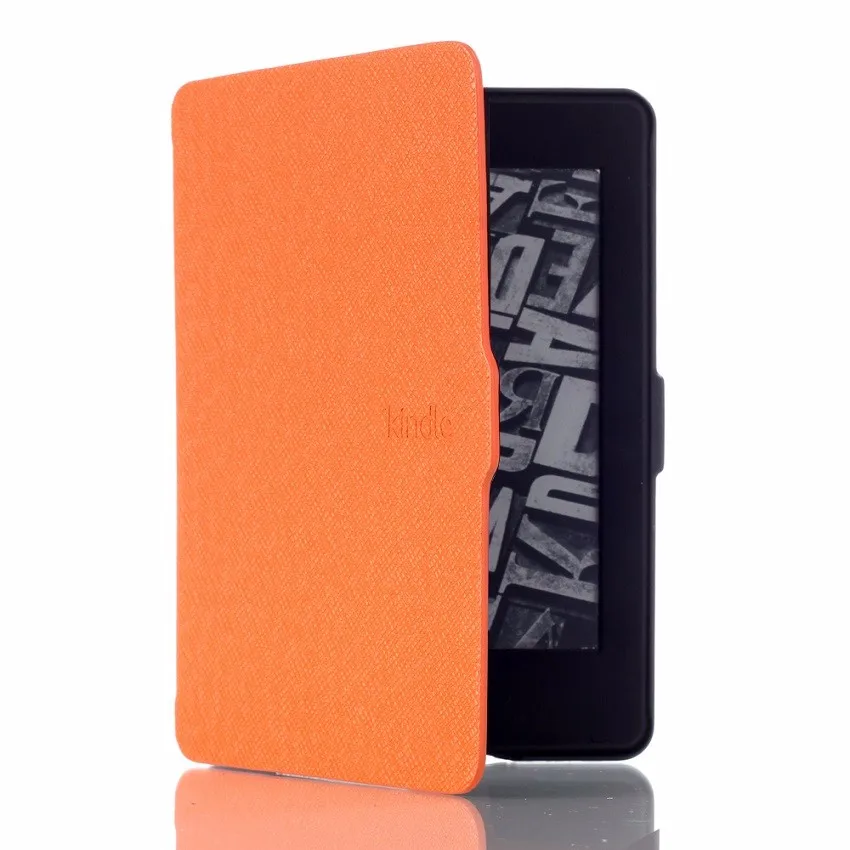 orange cross line PU leather kindle paperwhite 2015 case