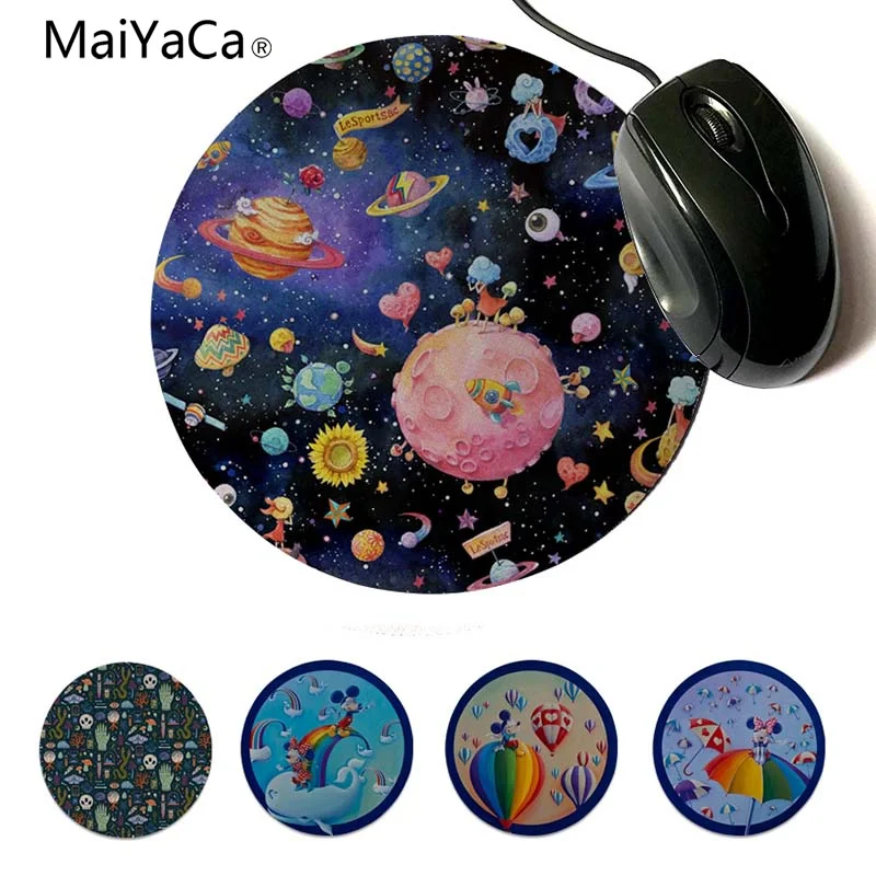 

Maiyaca Personalized Cool Fashion Hellow kitty Starry sky Rubber Mouse Durable Desktop Mousepad 20x20cm 22x22cm Round Mouse Pad