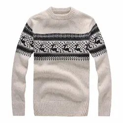 Новый 2017 Осень Зима Модная брендовая одежда для мужчин's свитеры для женщин с оленем Slim Fit мужчин пуловер вязаный свитер