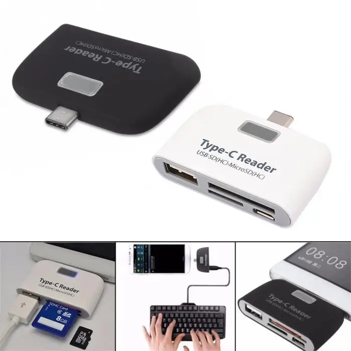 4 в 1 Тип usb-C картридер OTG TF карты Micro SD адаптер зарядки для Macbook телефона Tablet QJY99