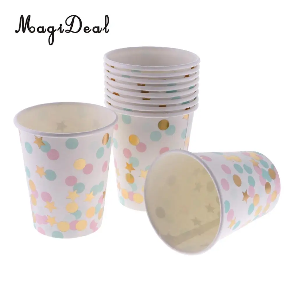 50 Sets Polka Dots Star Paper Plates Cups Baby Shower Birthday Wedding Party Dinner Disposable Tableware