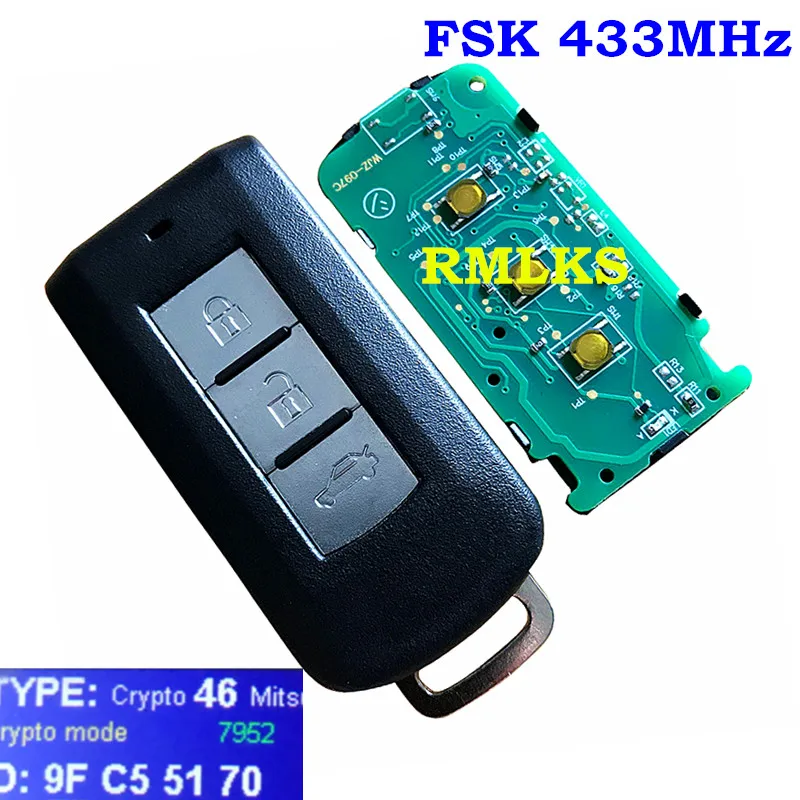 3 кнопки дистанционный Автомобильный ключ смарт карта 433 МГц FSK для Mitsubishi ASX Lancer